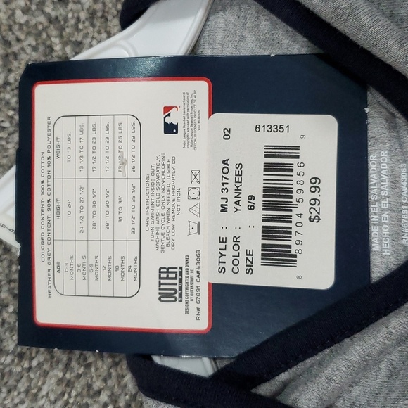 MLB Yankees Navy and Gray Kids Bodysuit - Picture 4 of 4